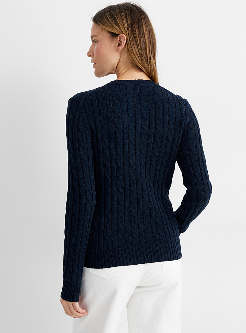 Contemporaine Marine Blue Twisted cable crew-neck sweater for women