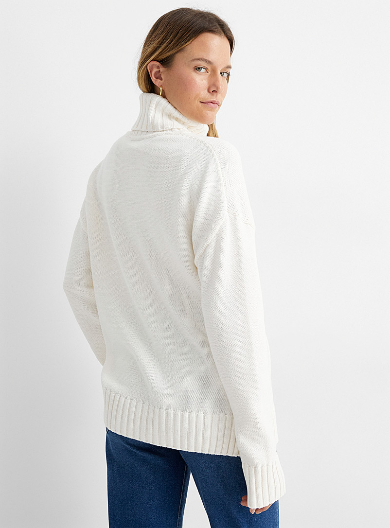 Contemporaine Baby Blue Ribbed-trim oversized turtleneck for women