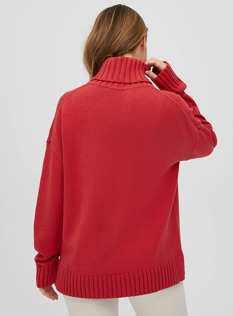 Contemporaine Coral Ribbed-trim oversized turtleneck for women