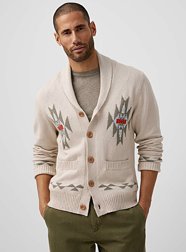 Southwest jacquard shawl-collar 