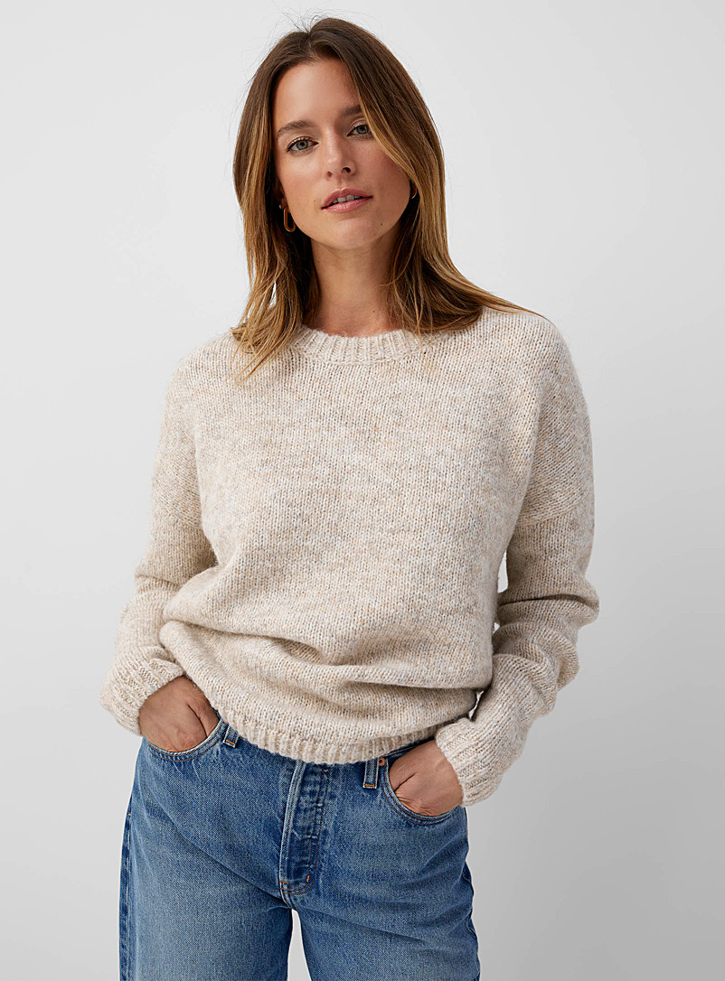 Contemporaine Sand Loose heathered sweater for women
