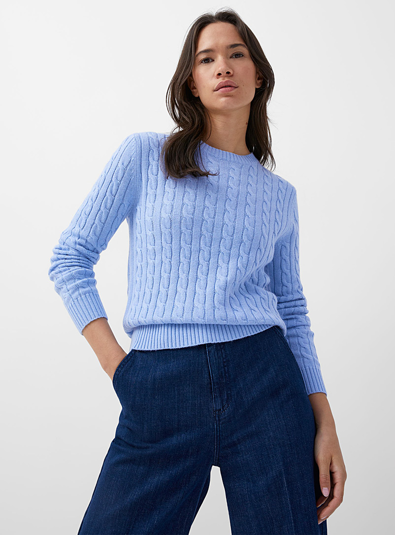 Contemporaine Baby Blue Twisted cable crew-neck sweater for women