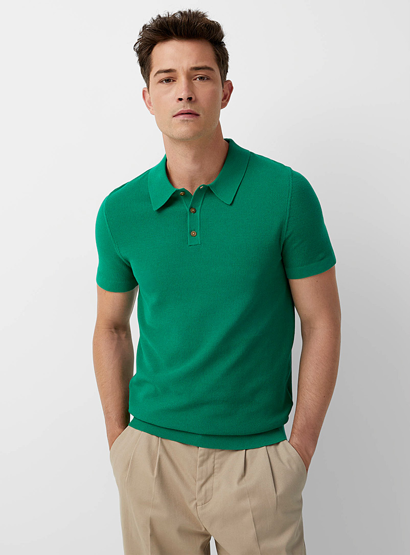 Le 31: Le polo tricot piqué Vert pour homme