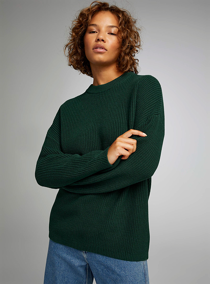 ASOS DESIGN Wool Blend Oversized Sweater With Crew Neck In Dark
