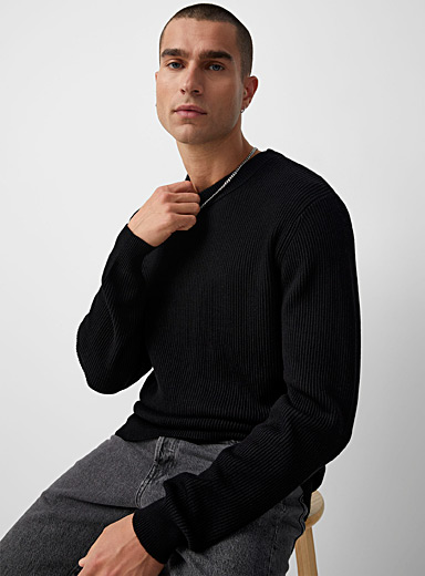 Soft embossed ribbed sweater | Le 31 | Shop Men's Crew Neck Sweaters ...