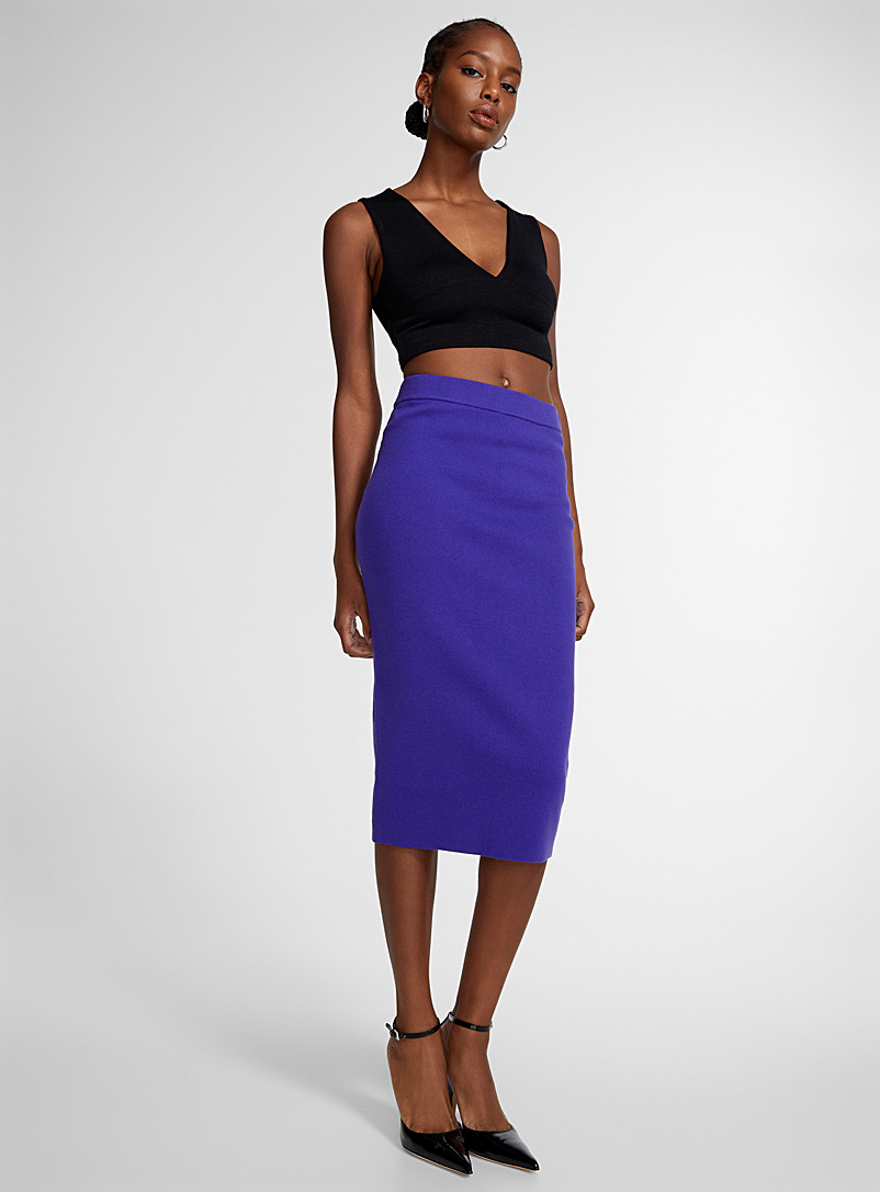 Icône Mauve Thick knit pencil skirt for women