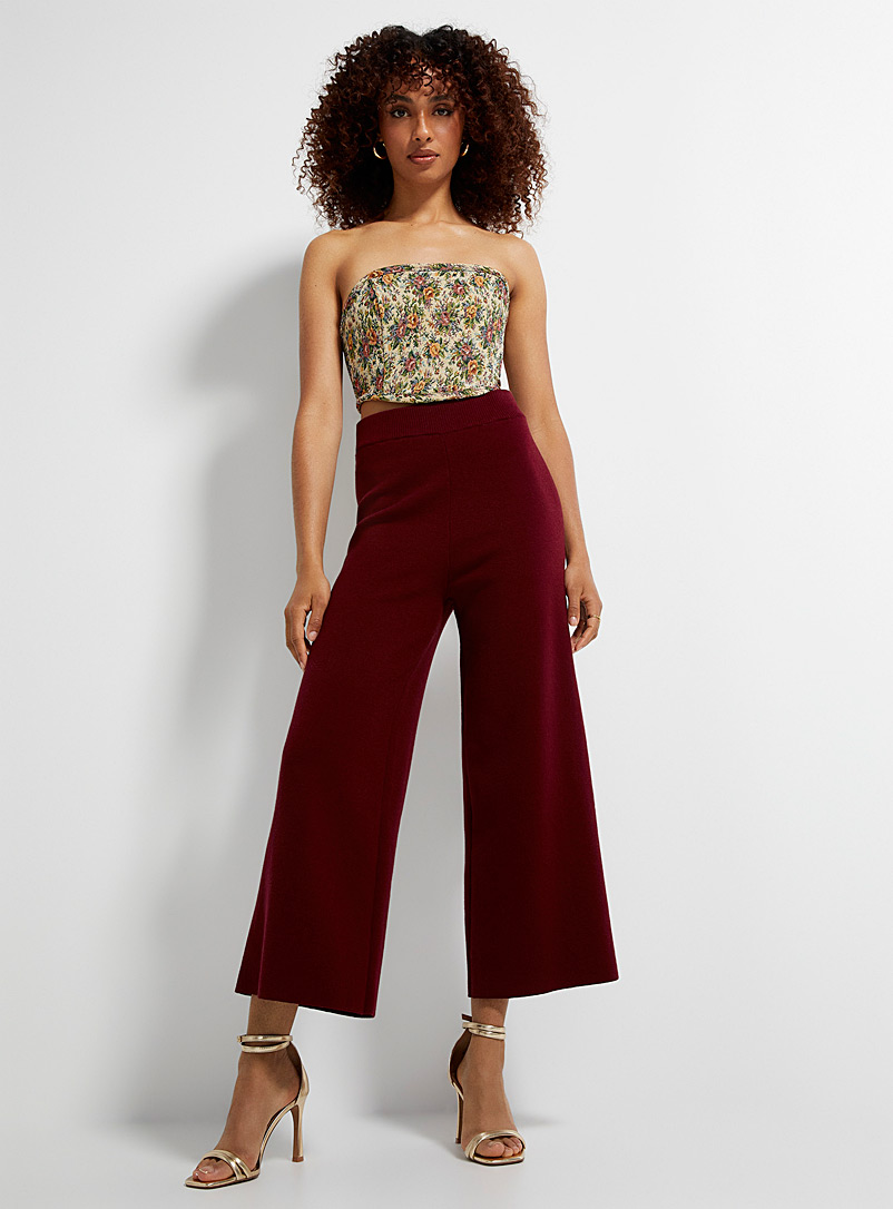 Icône Ruby Red Thick knit wide-leg pant for women