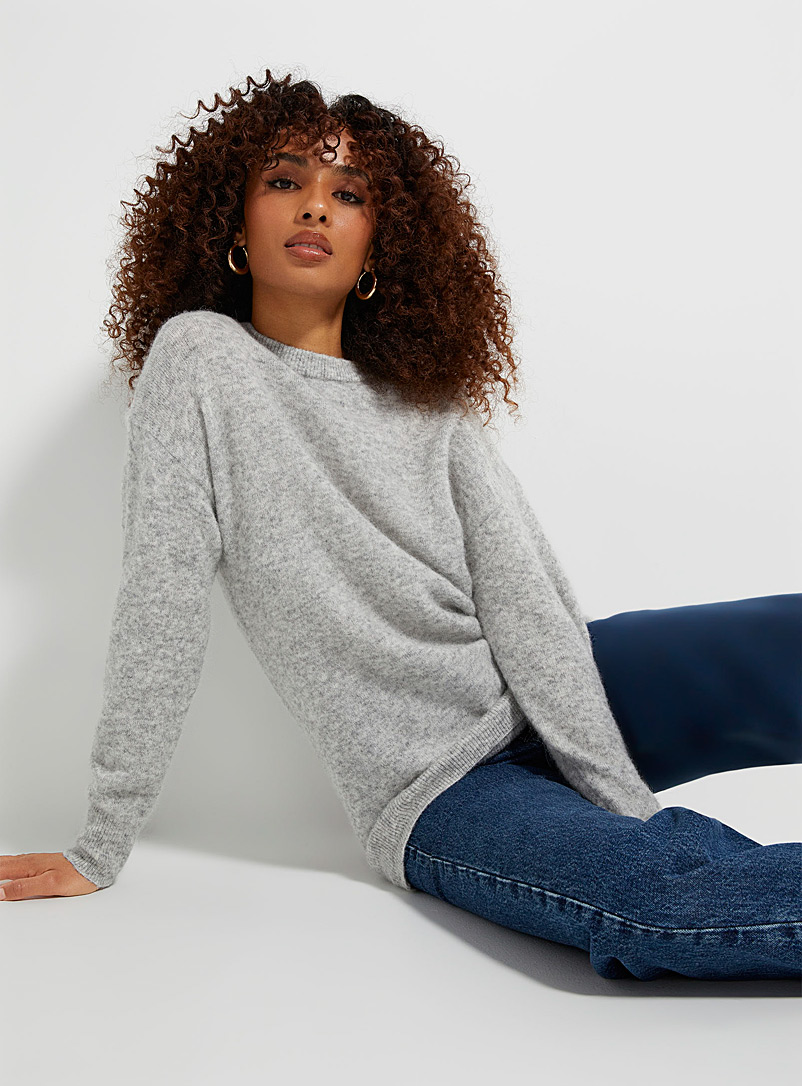 Icône Grey Loose alpaca and merino wool sweater for women