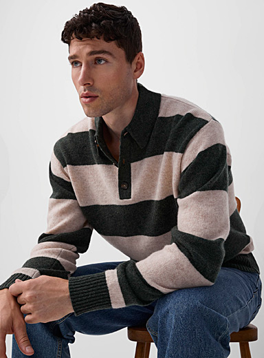 Striped polo Recycled lambswool | Le 31 | Shop Men's Lambswool Sweaters ...