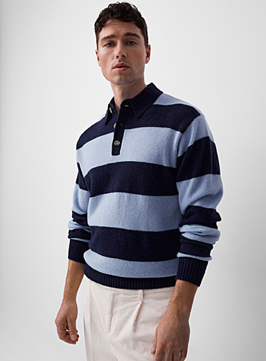 Striped polo Recycled lambswool | Le 31 | Men's Sweaters & Cardigans ...