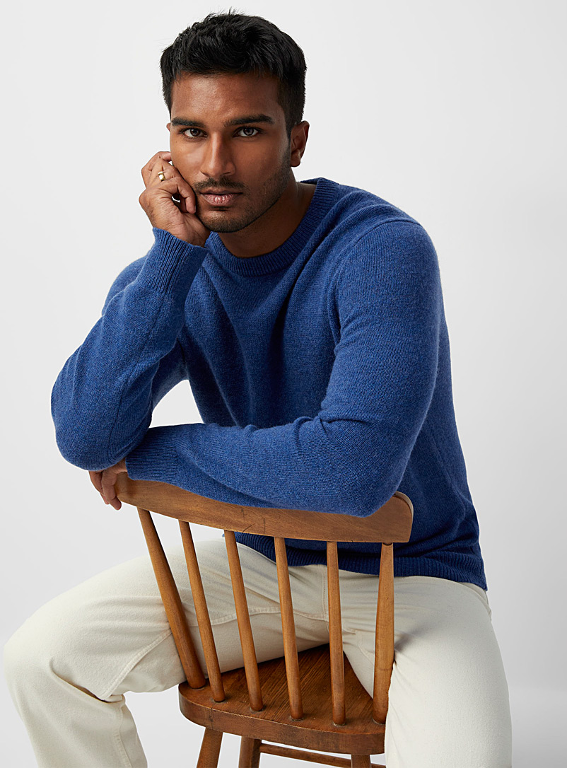 Le 31 Blue Crew-neck sweater Recycled lambswool for men