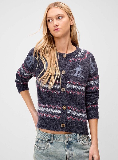 Twik Blue Winter pattern cardigan for women