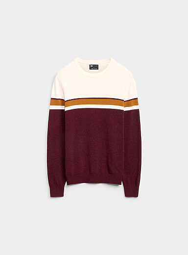 Le 31 Burgundy Block-stripe sweater for men