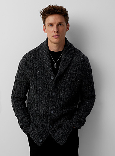 Flecked knit shawl-collar cardigan | Le 31 | Shop Men's Merino Wool ...