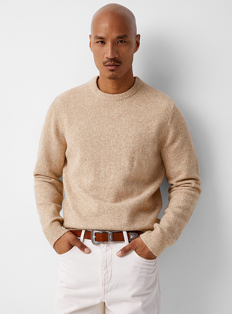 Le 31 Beige  Minimalist knit sweater for men