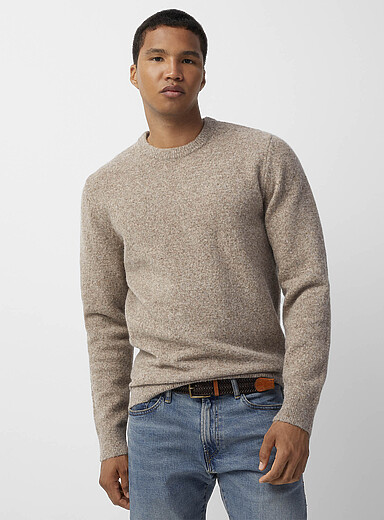 Le 31 Beige Minimalist knit sweater for men