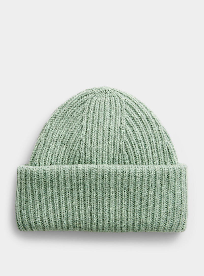 Le 31 Bottle Green XL-cuff lambswool tuque for men
