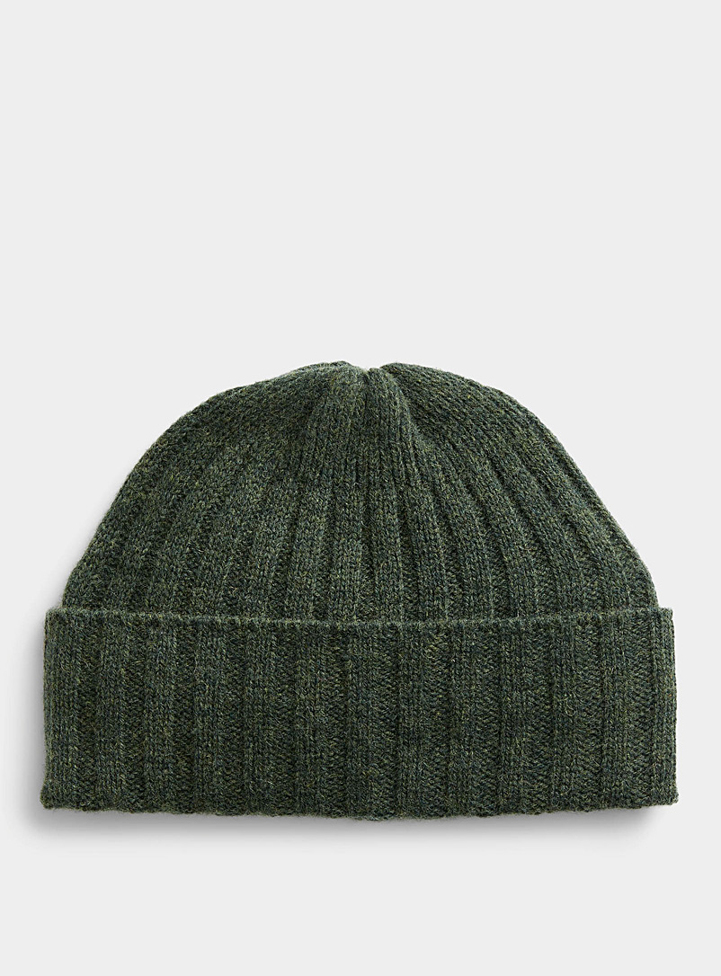 Le 31 Mossy Green Reprocessed lambswool ribbed tuque for men