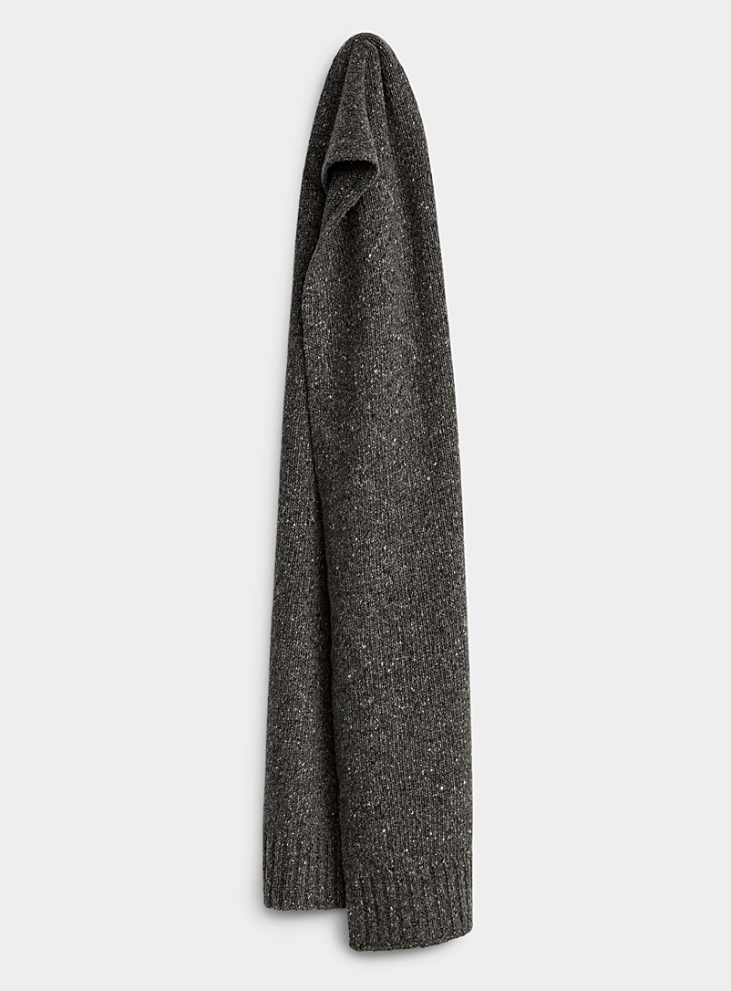 Le 31 Charcoal Heathered responsible merino wool scarf for men