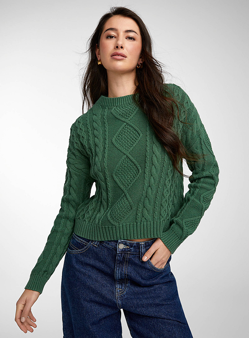 Icône Green Twisted cables boxy-fit sweater for women