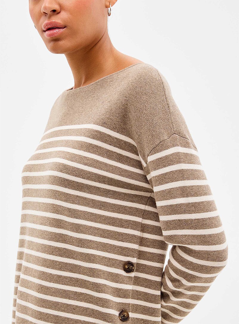 Contemporaine Taupe Structured boat-neck sweater for women