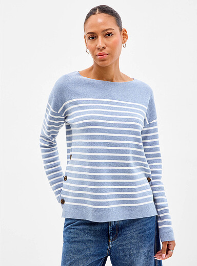Contemporaine Assorted Blue Structured boat-neck sweater for women