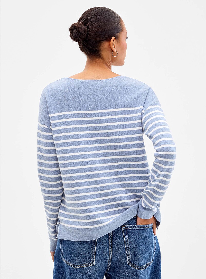 Contemporaine Taupe Structured boat-neck sweater for women
