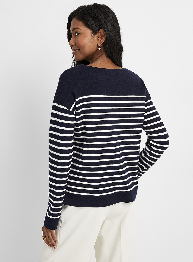 Contemporaine Taupe Structured boat-neck sweater for women