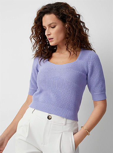 Contemporaine Lilacs Ribbed square-neck sweater for women