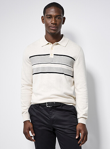Le polo tricot rayures jacquard