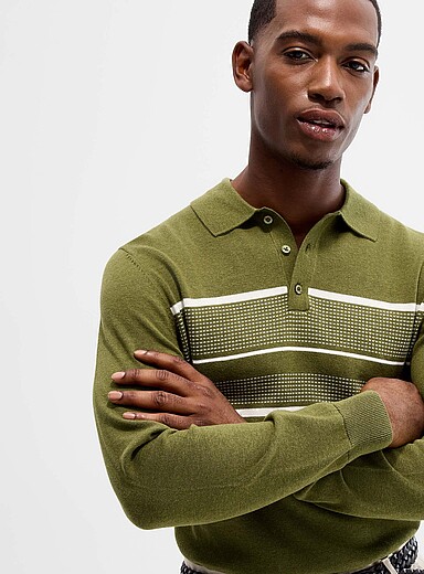 Le polo tricot rayures jacquard