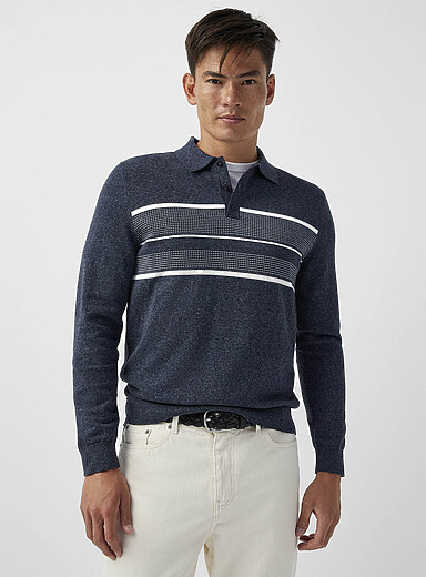 Jacquard stripe knit polo