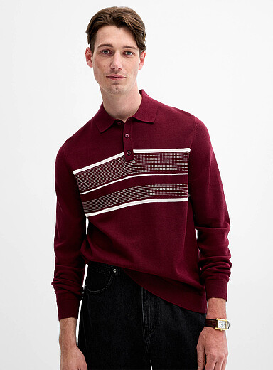 Le polo tricot rayures jacquard