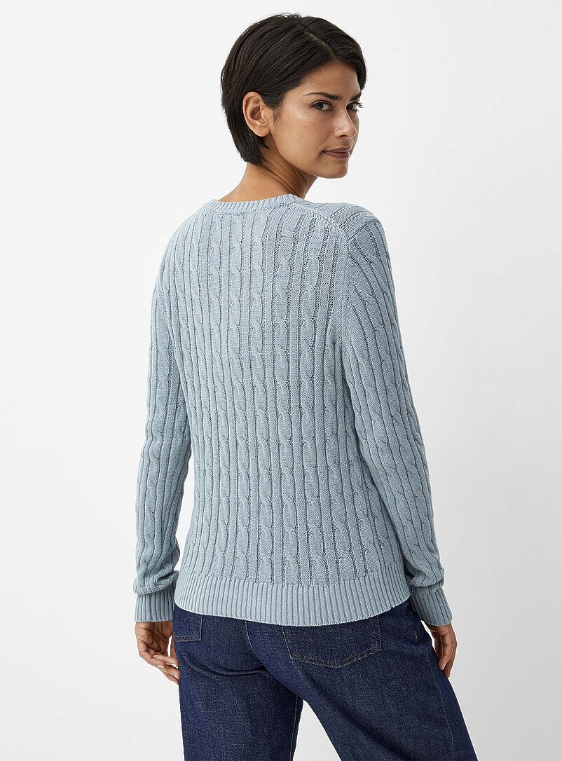 Contemporaine Patterned White Reprocessed cotton cables sweater for women