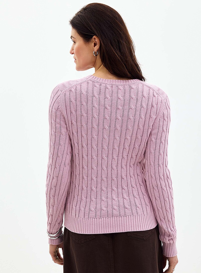 Contemporaine Patterned White Reprocessed cotton cables sweater for women