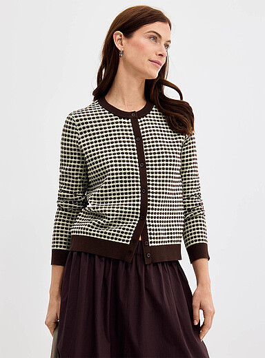 Contemporaine Chocolate/Espresso Scale texture fine-knit cardigan for women