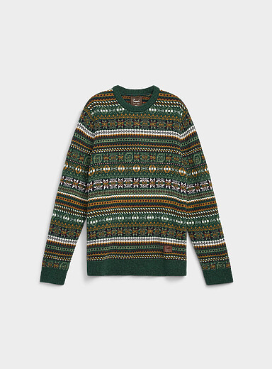 Simons Patterned Green 100% recycled wool jacquard sweater <b>Our History, Our Heritage Collection</b> Unisex for women