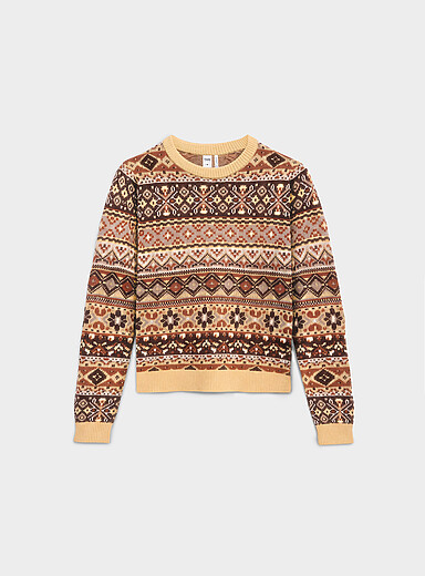 Twik Brown Rugged Fair Isle sweater for women