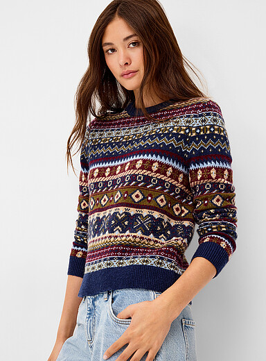 Twik Blue Rugged Fair Isle sweater for women