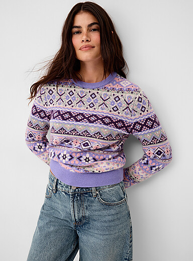Twik: Le chandail Fair Isle sauvage Lilas pour femme