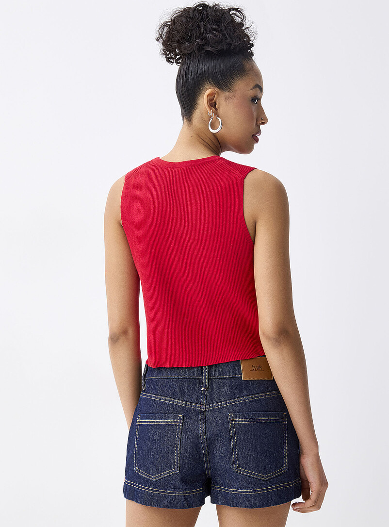Twik: Le gilet trois boucles Rouge pour femme