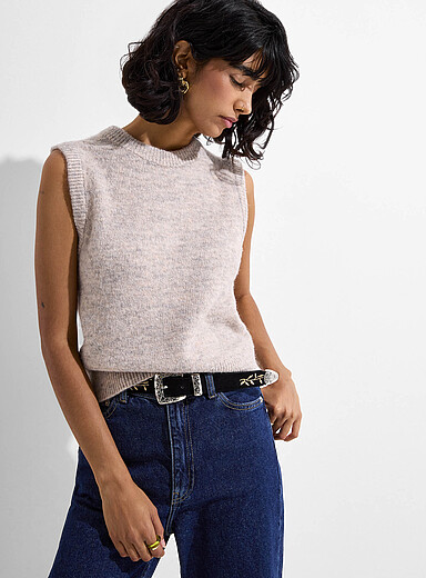 Heathered touch of wool sweater vest