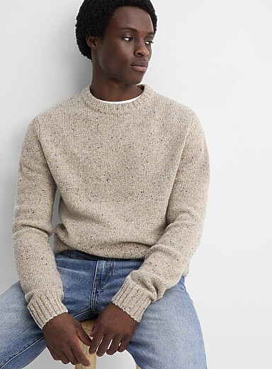 Le 31 Off White Flecked knit sweater for men