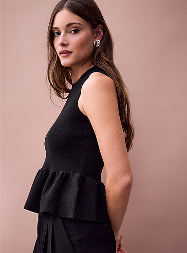 La camisole taille basque tricot dense