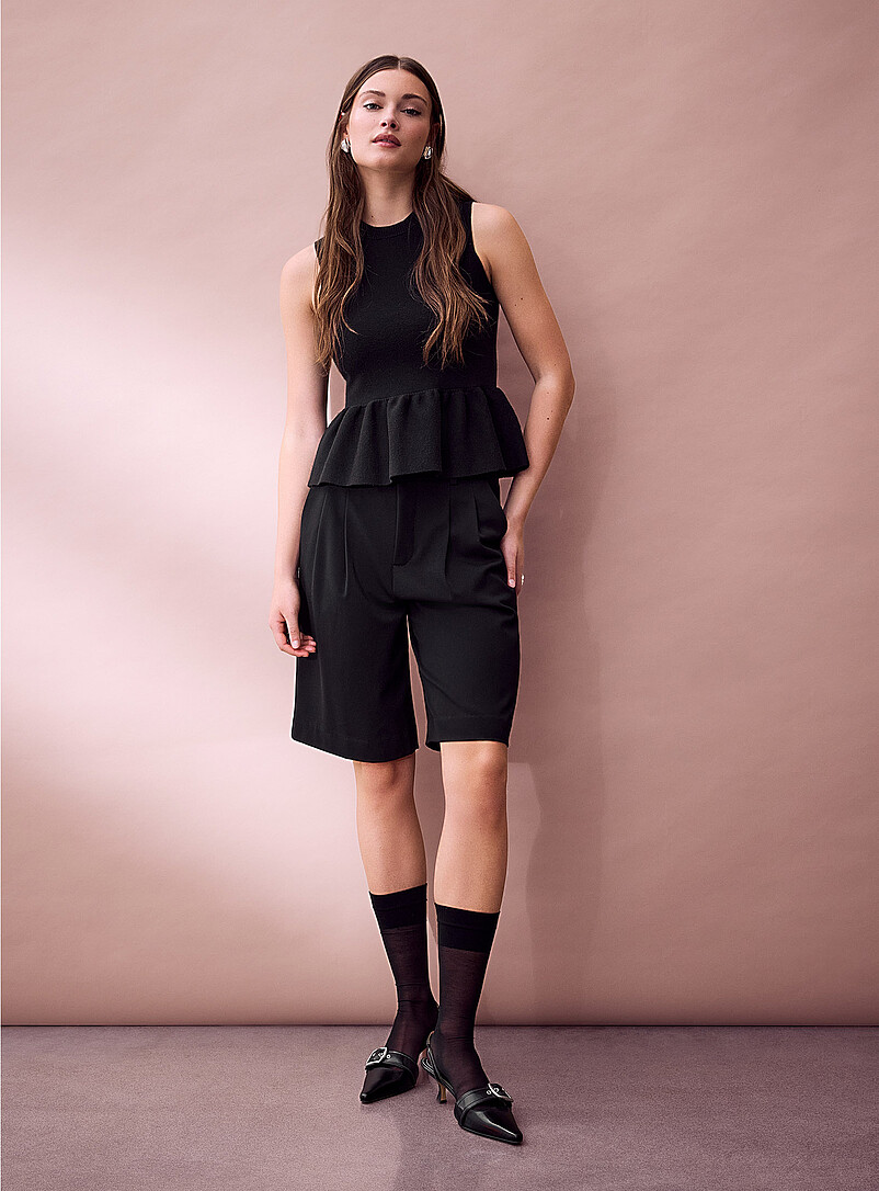 Ic&ocirc;ne: La camisole taille basque tricot dense Noir pour femme