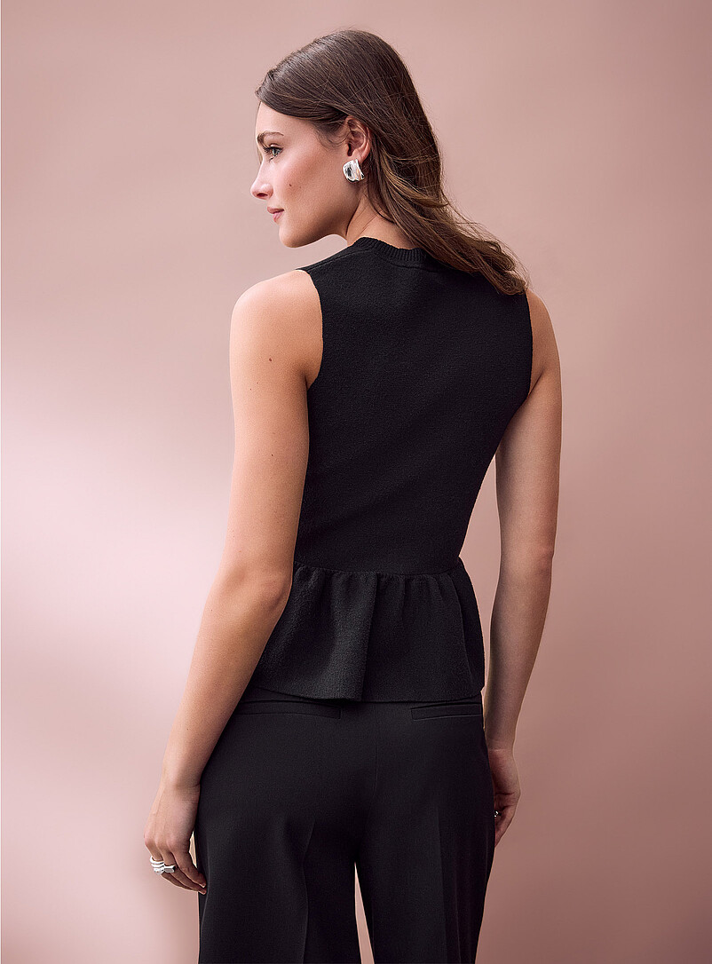 Ic&ocirc;ne: La camisole taille basque tricot dense Noir pour femme