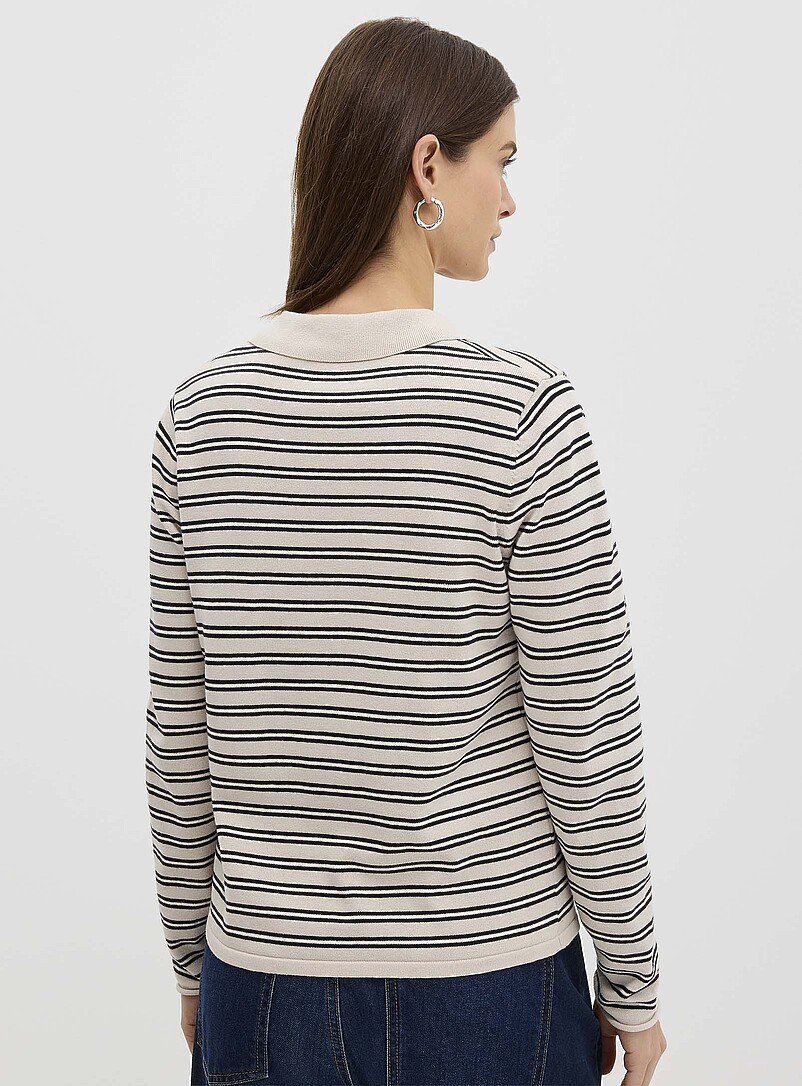 Zippered collar striped sweater | Contemporaine | Stripes