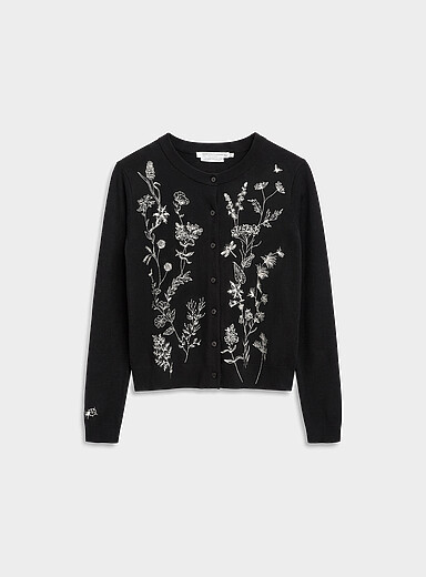 Le cardigan d&eacute;licates broderies pur coton