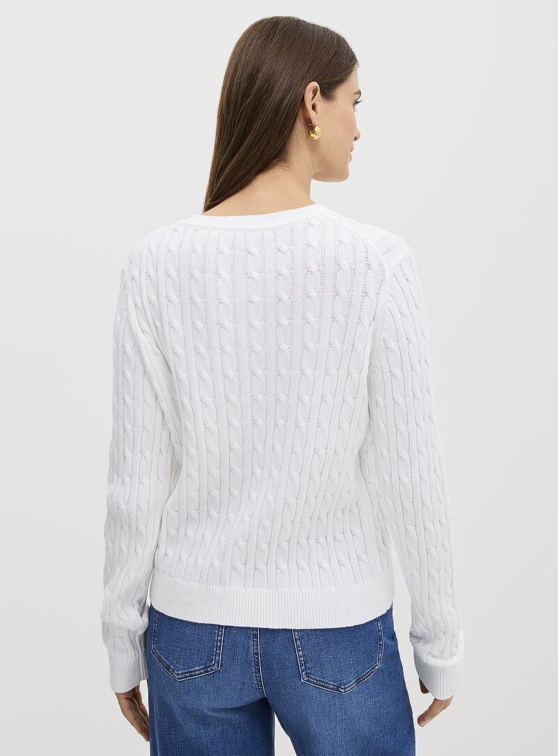 Contemporaine: Le cardigan carr&eacute; c&acirc;bles torsad&eacute;s pur coton Vert bouteille - Sapin pour femme