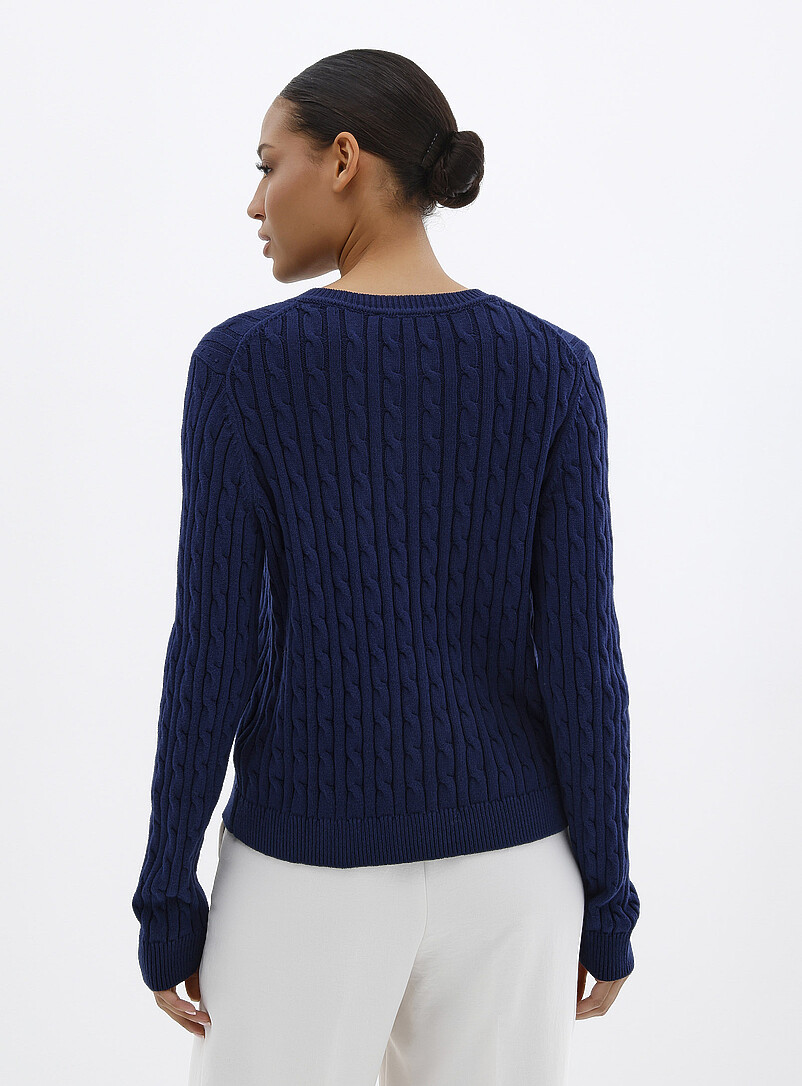 Contemporaine: Le cardigan carr&eacute; c&acirc;bles torsad&eacute;s pur coton Vert bouteille - Sapin pour femme
